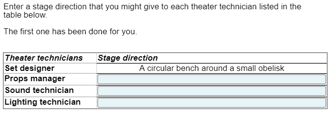 Table Input interaction